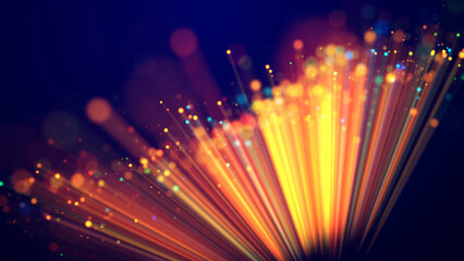 Wall Mural - magic multicolored sparkles of light with rays form flickering abstract simple structures like fiber