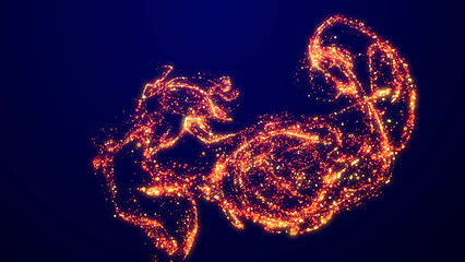 Wall Mural - particle background like confetti in oil. 3d render of magic fiery golden sparkles glisten and shine