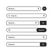 © 32 pixels - Various search bars with outline border. Internet browser engine with search box, address bar and text field. UI design, website interface element, web icons and push button. Vector illustration