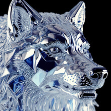 Ice / Glass Sculpture Art Of A Wolf