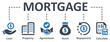 © Arafat Uddin - Mortgage icon - vector illustration . mortgage, loan, property, real estate, agreement, asset, repayment, calculate, home, house, infographic, template, concept, banner, pictogram, icon set, icons .