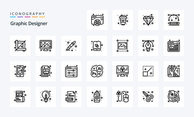 25 Graphic Designer Line icon pack