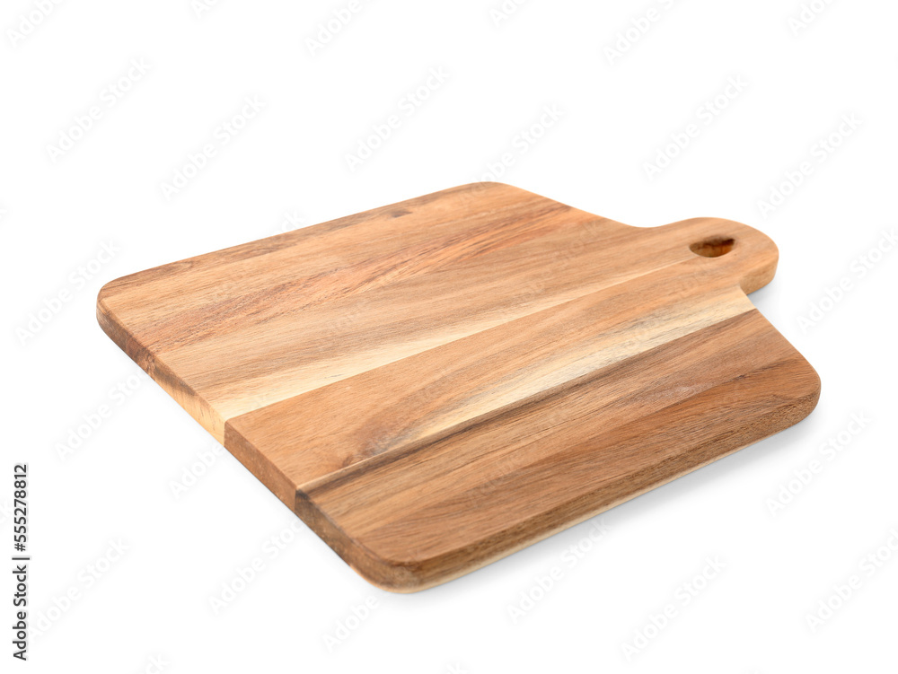 Wooden cutting board isolated on white background