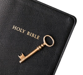 Canvas Print - Old metal key on Bible book