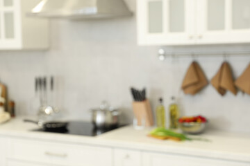 Poster - Blurred view of modern kitchen. Interior design