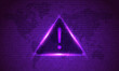 Attention Danger Hacking. Symbol on Map Dark Purple Background. Security protection Malware Hack Attack Data Breach Concept. System hacked error, Attacker alert sign computer virus. Ransomware. Vector