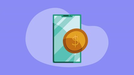 Poster - smartphone device with coin animation