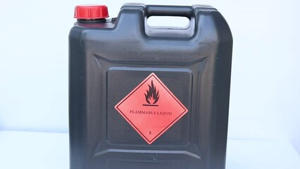 Poster - Flammable liquid symbol on the chemical tank, hazardous chemicals in the industry or laboratory 