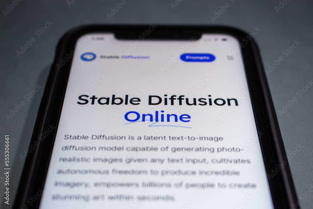 Vancouver, CANADA - Dec 18 2022 : Closeup logo of Stable Diffusion seen ...
