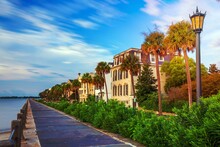Battery Park In The Historic Waterfront Area Of Charleston