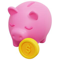 Sticker - piggy bank 3d render icon illustration