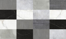 Creative Patchwork Pattern Stone Ceramic Wallpaper Design. White Marble