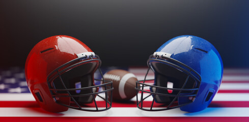 Wall Mural - two football helmet final match concept, 3d rendering