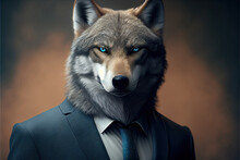 Portrait Of Wolf In A Business Suit, Generative Ai