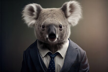 Portrait Of Coala In A Business Suit, Generative Ai