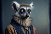 Portrait Of Lemur In A Business Suit, Generative Ai