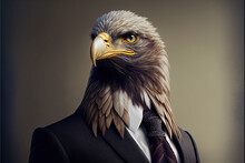 Portrait Of Eagle In A Business Suit, Generative Ai