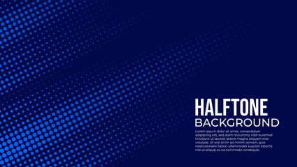 Poster - Abstract background vector with gradient blue color halftone texture, simple design banner with copy space text