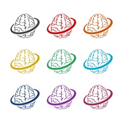 Wall Mural - Brain logo icon isolated on white background. Set icons colorful