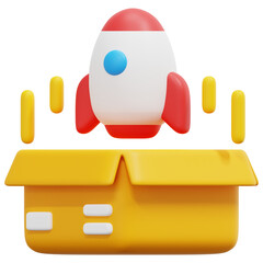 Sticker - launch 3d render icon illustration