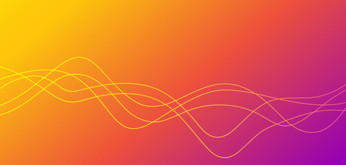 Warm curve wave lines sound and heat flow vector abstract vivid, red yellow wavy curvy gradient cmyk multicolor energy element design, orange pink liquid fluid curly smoke steam squiggle banner image