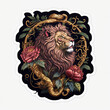 Magestic Lion & Roses created with Generative AI Technology