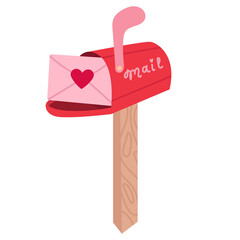 Love letter vector. Mailbox vector. Love letter in mailbox. Vector stock of a mail box with a love letter inside.