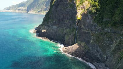 Poster - Aerial view of Bridal Veil Waterfalls in Madeira, Portugal