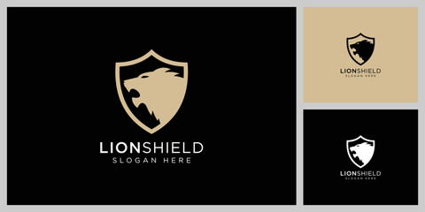 Wall Mural - lion shield logo vector design
