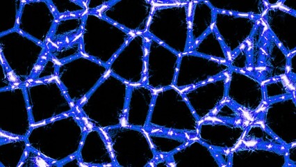 Wall Mural - pattern with moving neural networks on black background. design. bright lines in moving pattern and 