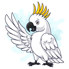 Wall Mural - Cartoon funny cockatoo isolated on white background