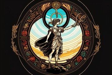 Wall Mural - 4K resolution or higher, Saturn the fearsome, majestic fearsome god. Generative AI Technology