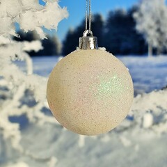 christmas ball on snow