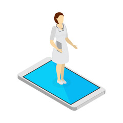 Sticker - Smartphone Female Doctor Composition