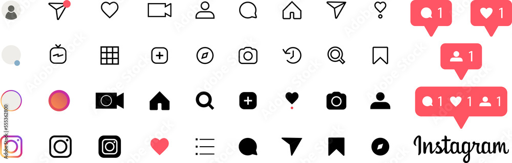 Instagram. Collection of social media icons inspired by Instagram ...