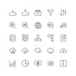 © tasty_cat - Outline icon collection for ui. Vector thin line illustration set. Network data, cloud service and security, data analytics symbol isolated on white background. Design element