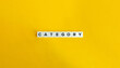 © photoopus - Category Banner and Word on Block Letter Tiles on Yellow Background. Minimal Aesthetics.