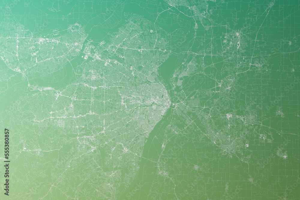 Map of the streets of St Louis (Missouri, USA) made with white lines on ...