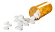Medical pain killing tablets in a prescription bottle