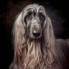 Wall Mural - Portrait of a Afghan Hound, Generative AI Art Illustration