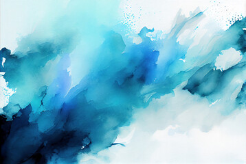  Abstract light and dark blue watercolor background, paint texture, created with Generative AI technology