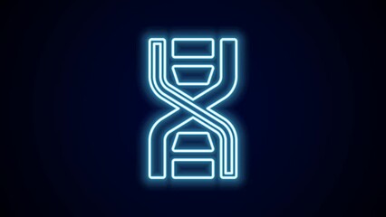 Canvas Print - Glowing neon line DNA symbol icon isolated on black background. 4K Video motion graphic animation