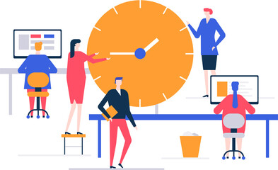 Wall Mural - time management - flat design style colorful illustration