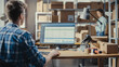 © Gorodenkoff - Young Man Using Desktop Computer with a Dashboard and Orders Information Display. Distribution Manager and Employee Working in Distribution Warehouse with Cardboard Boxes. Over the Shoulder Footage.