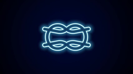 Sticker - Glowing neon line Nautical rope knots icon isolated on black background. Rope tied in a knot. 4K Video motion graphic animation