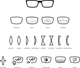 type of eyeglasses icon set , vector illustration