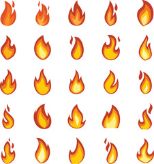 Wall Mural - Fire flame icons set. Flat set of fire flame vector icons for web design isolated