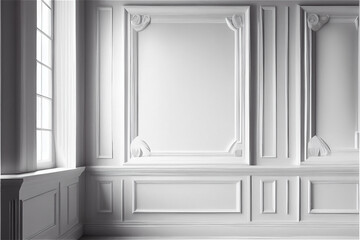 white lacquered wall with wainscoting ideal for backgrounds