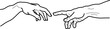 Adams creation, Michelangelo vector hands, line art