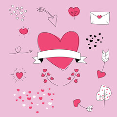 Wall Mural - set of pink hearts